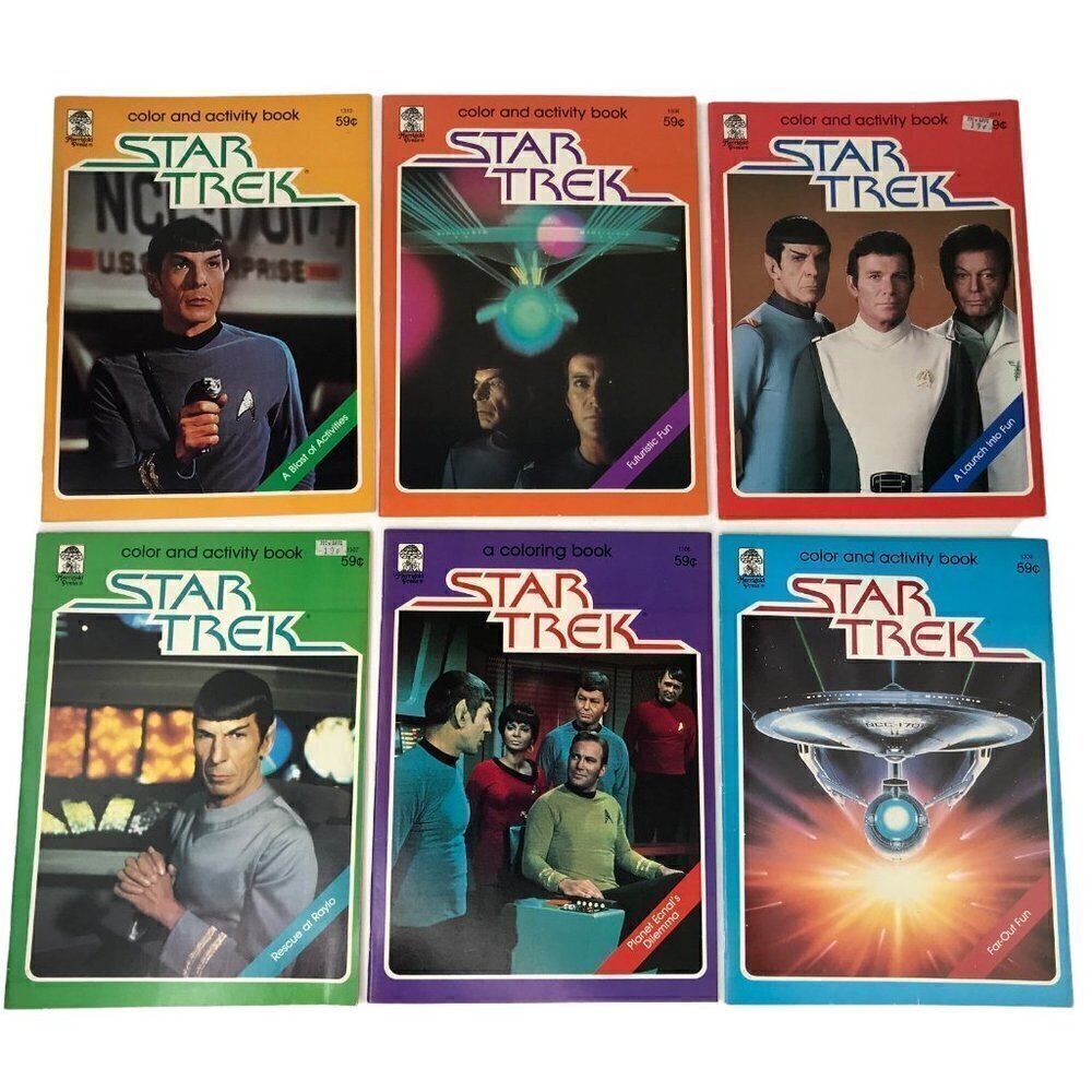 Star Trek Lot of 6 NOS Vintage Color and Activity Books Unused from 1979 & 1982